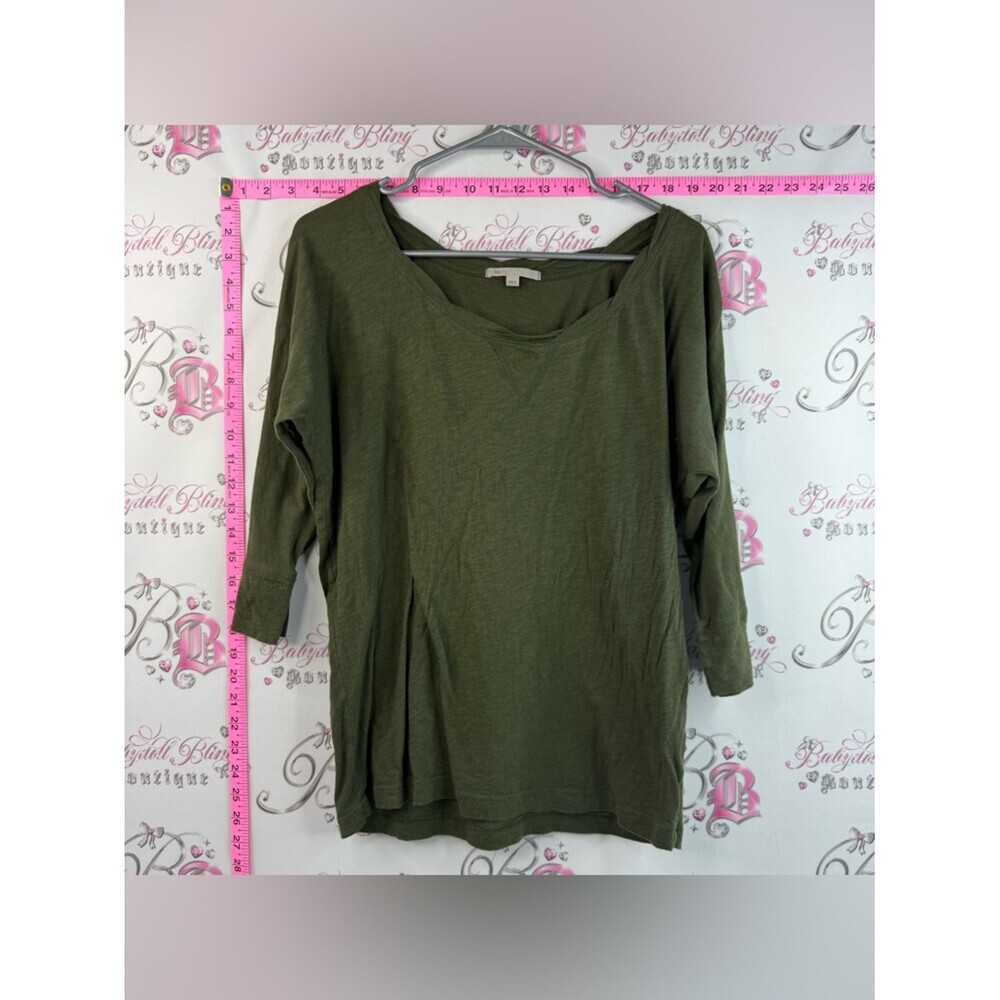 GAP long sleeve shirt army green Scoop Neck Long Sleeve Top - Olive Green